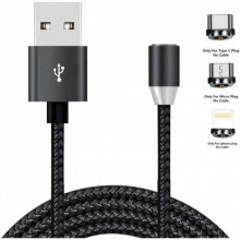 Дата кабель USB 2.0 AM to Lightning + Micro 5P + USB-C 1.2m Magneto bla XoKo (SC-350MGNT-BK) (260789)