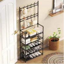 Напольная стойка-вешалка для одежды и обуви Simple Floor Clothes Rack 172х60х26 см Черная (252099)